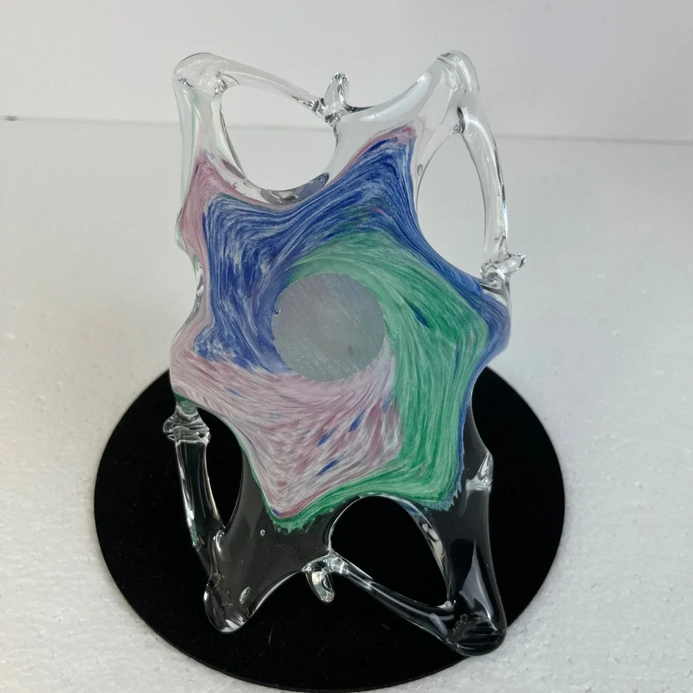 Vintage Murano Italy Rainbow Art Glass Starfish Basket Bowl Handblown‎
